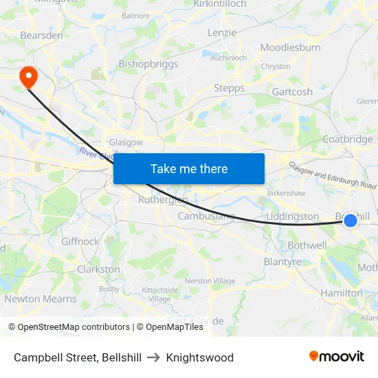 Campbell Street, Bellshill to Knightswood map