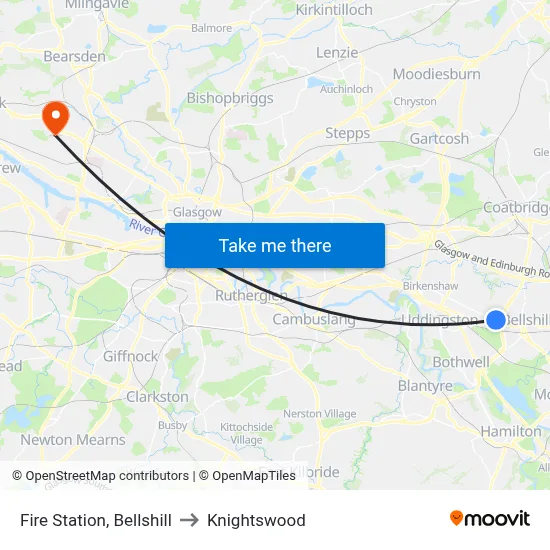 Fire Station, Bellshill to Knightswood map