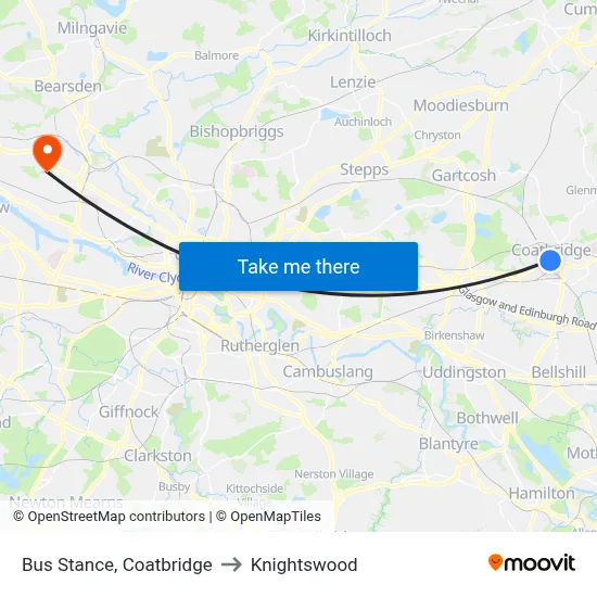 Bus Stance, Coatbridge to Knightswood map