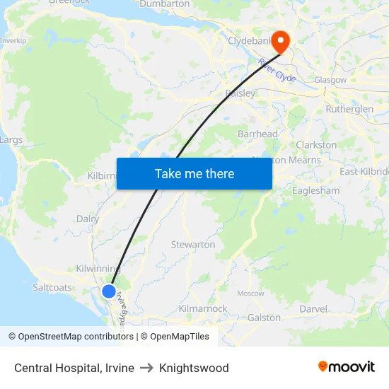 Central Hospital, Irvine to Knightswood map