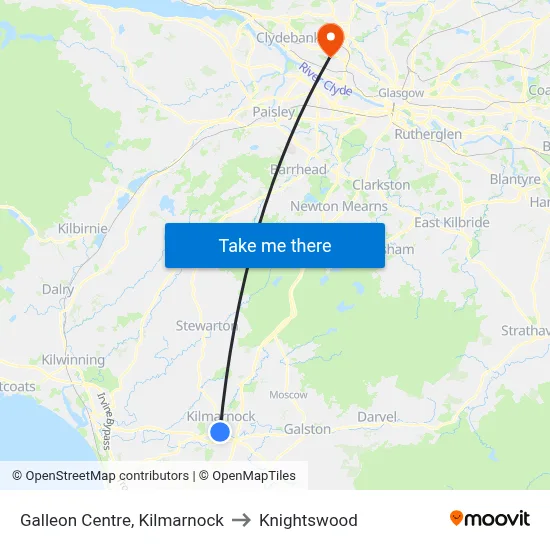 Galleon Centre, Kilmarnock to Knightswood map