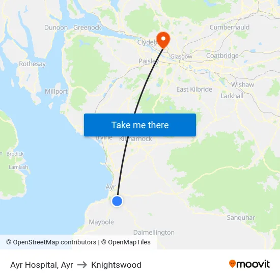 Ayr Hospital, Ayr to Knightswood map