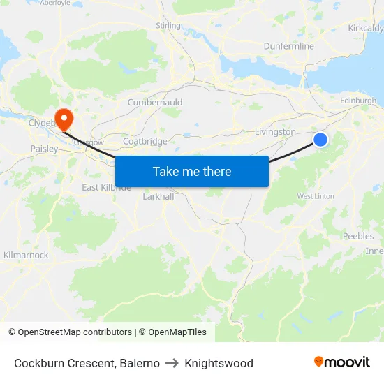 Cockburn Crescent, Balerno to Knightswood map