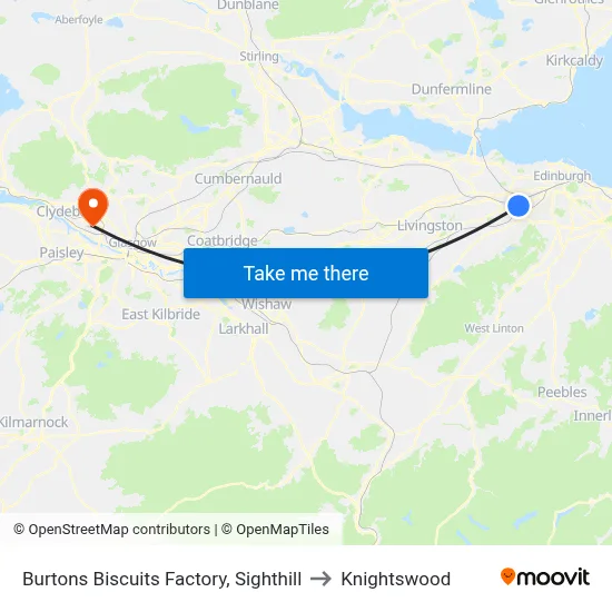 Burtons Biscuits Factory, Sighthill to Knightswood map