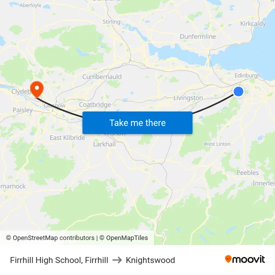 Firrhill High School, Firrhill to Knightswood map