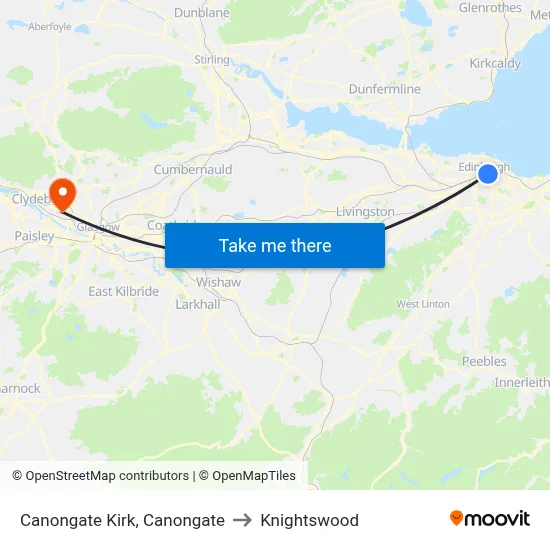 Canongate Kirk, Canongate to Knightswood map