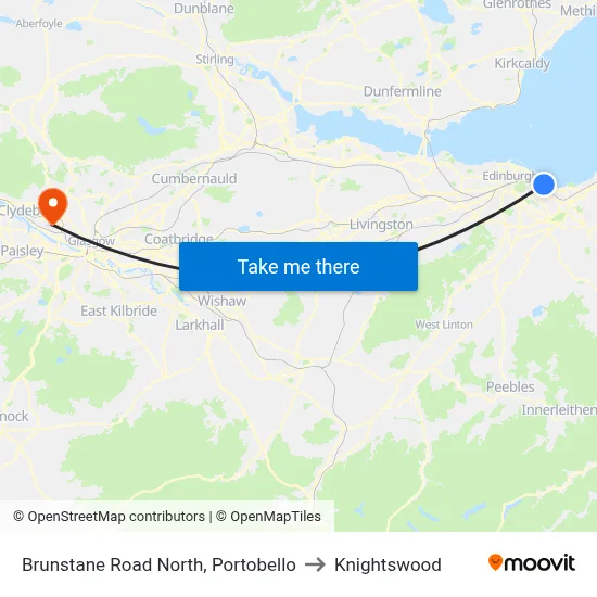 Brunstane Road North, Portobello to Knightswood map