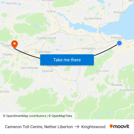Cameron Toll Centre, Nether Liberton to Knightswood map