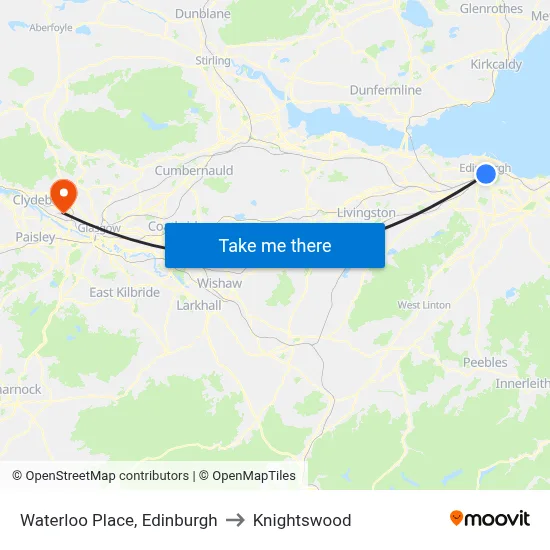 Waterloo Place, Edinburgh to Knightswood map