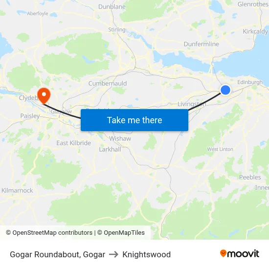 Gogar Roundabout, Gogar to Knightswood map