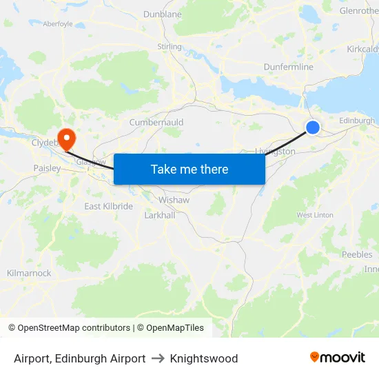 Airport, Edinburgh Airport to Knightswood map