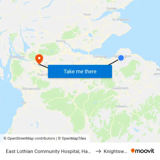 East Lothian Community Hospital, Haddington to Knightswood map