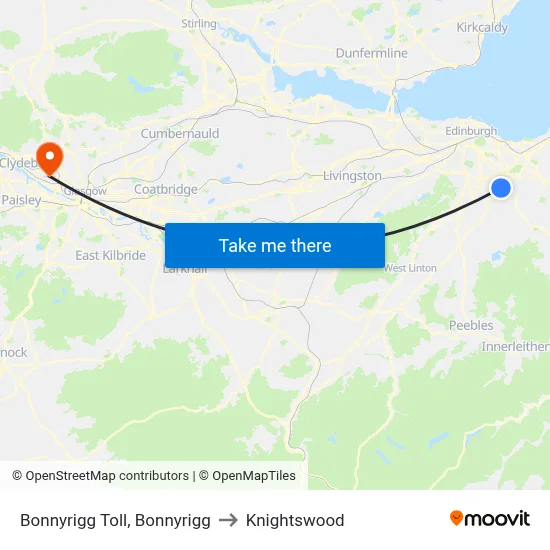 Bonnyrigg Toll, Bonnyrigg to Knightswood map