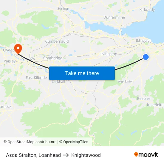 Asda Straiton, Loanhead to Knightswood map