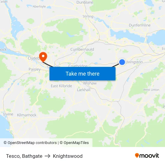 Tesco, Bathgate to Knightswood map