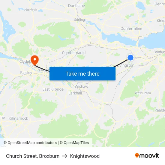 Church Street, Broxburn to Knightswood map