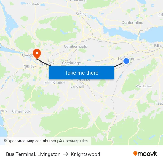 Bus Terminal, Livingston to Knightswood map