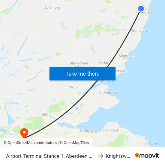 Airport Terminal Stance 1, Aberdeen Airport to Knightswood map
