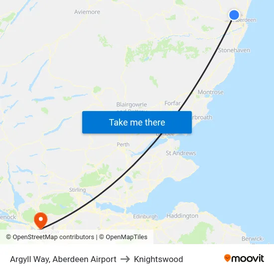 Argyll Way, Aberdeen Airport to Knightswood map