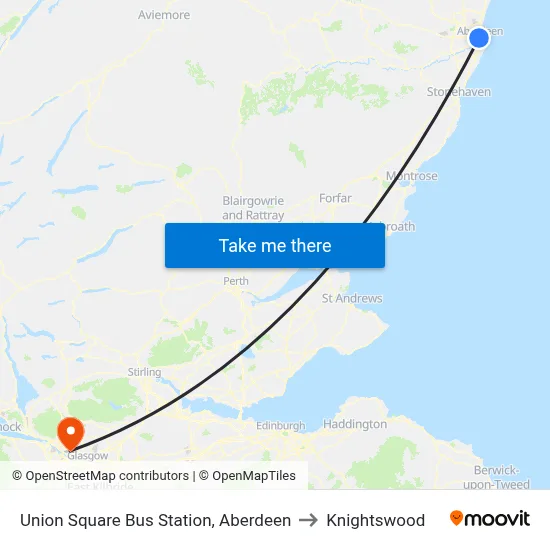 Union Square Bus Station, Aberdeen to Knightswood map