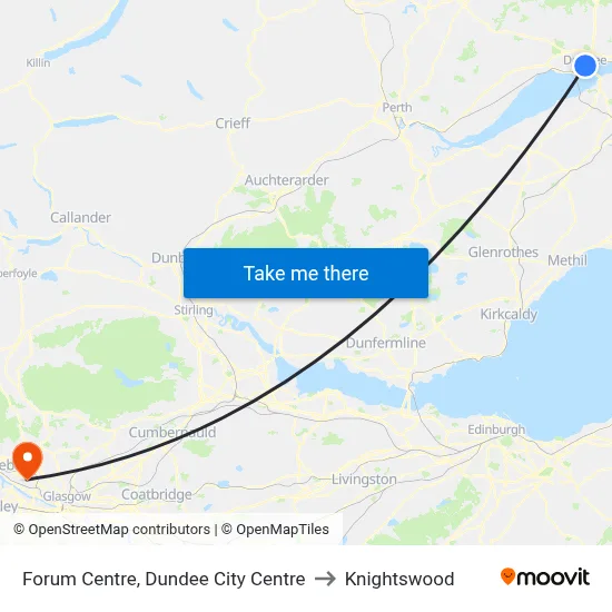 Forum Centre, Dundee City Centre to Knightswood map