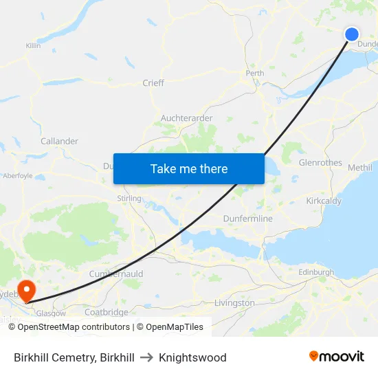 Birkhill Cemetry, Birkhill to Knightswood map