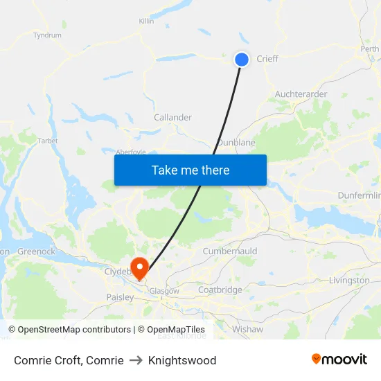 Comrie Croft, Comrie to Knightswood map