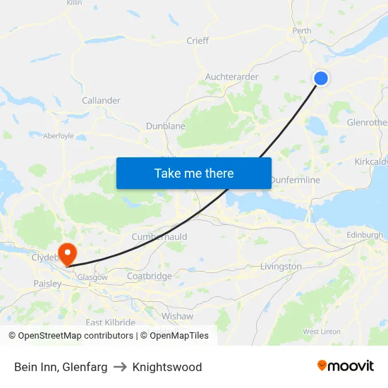 Bein Inn, Glenfarg to Knightswood map