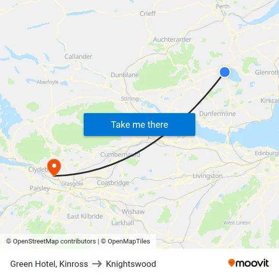 Green Hotel, Kinross to Knightswood map