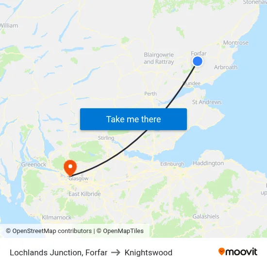 Lochlands Junction, Forfar to Knightswood map