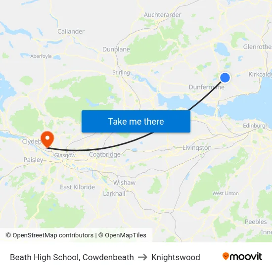 Beath High School, Cowdenbeath to Knightswood map