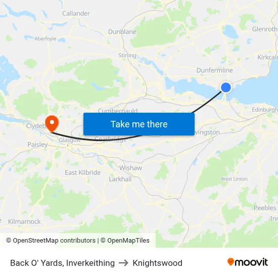 Back O' Yards, Inverkeithing to Knightswood map