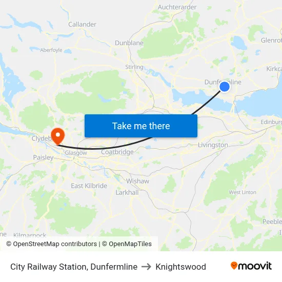 City Railway Station, Dunfermline to Knightswood map