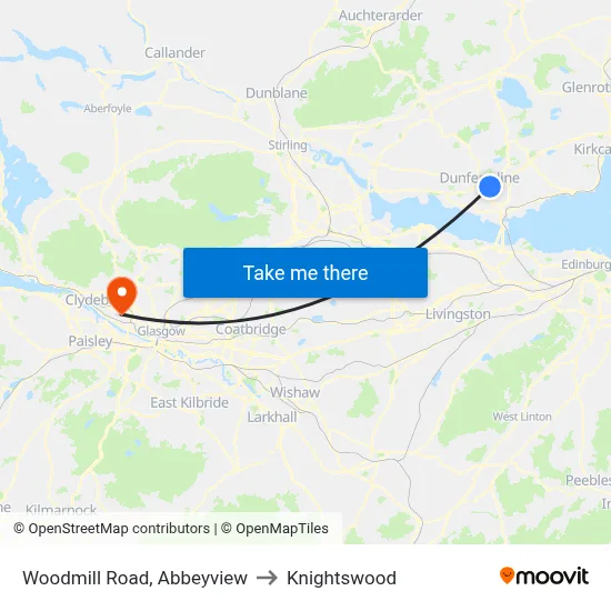 Woodmill Road, Abbeyview to Knightswood map