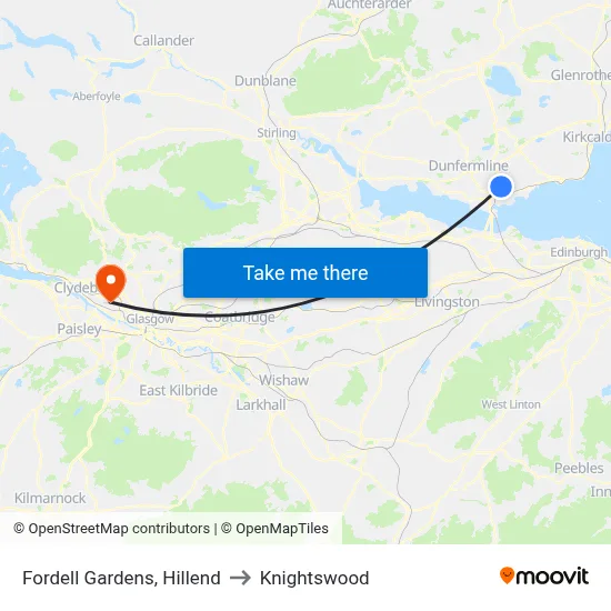 Fordell Gardens, Hillend to Knightswood map