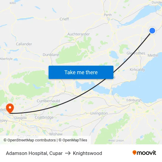 Adamson Hospital, Cupar to Knightswood map