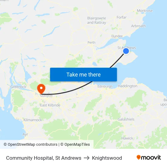 Community Hospital, St Andrews to Knightswood map