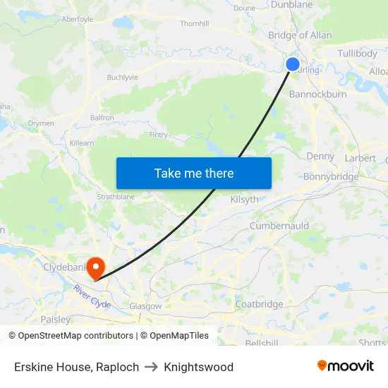 Erskine House, Raploch to Knightswood map