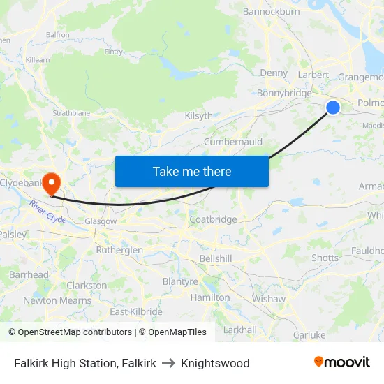 Falkirk High Station, Falkirk to Knightswood map