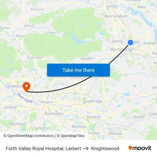 Forth Valley Royal Hospital, Larbert to Knightswood map