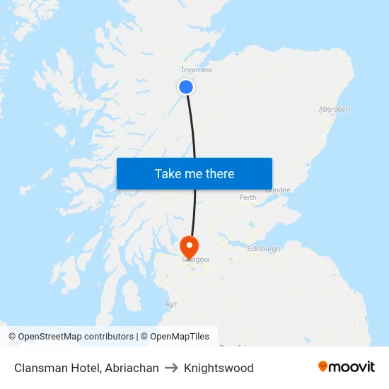 Clansman Hotel, Abriachan to Knightswood map