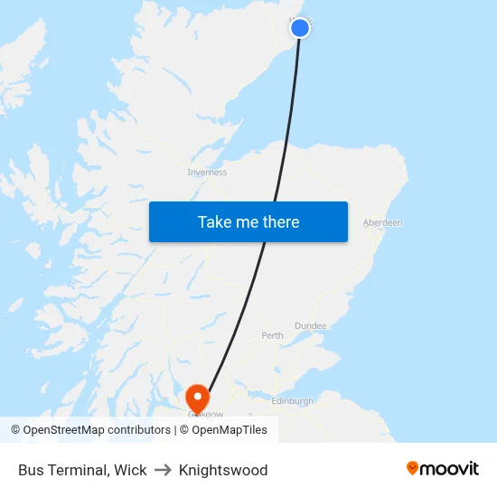 Bus Terminal, Wick to Knightswood map