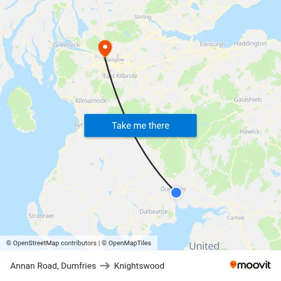 Annan Road, Dumfries to Knightswood map