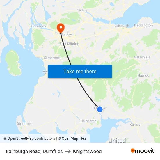 Edinburgh Road, Dumfries to Knightswood map