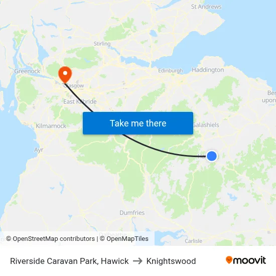 Riverside Caravan Park, Hawick to Knightswood map