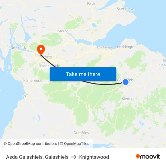 Asda Galashiels, Galashiels to Knightswood map