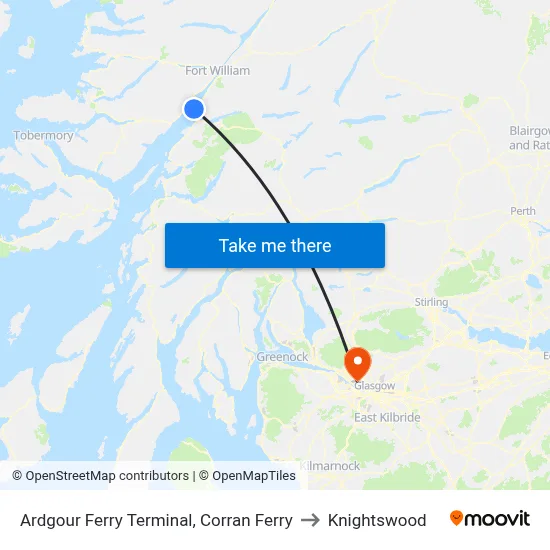 Ardgour Ferry Terminal, Corran Ferry to Knightswood map