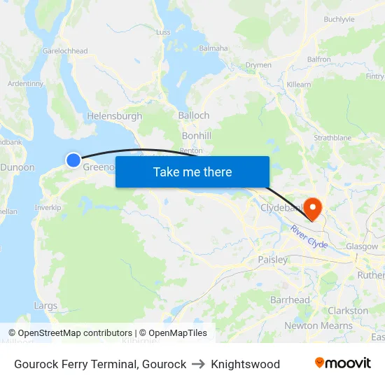 Gourock Ferry Terminal, Gourock to Knightswood map