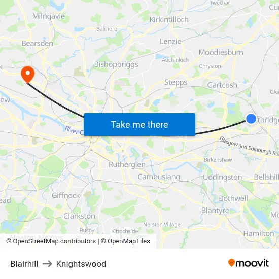 Blairhill to Knightswood map