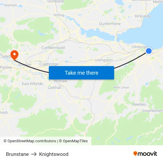 Brunstane to Knightswood map